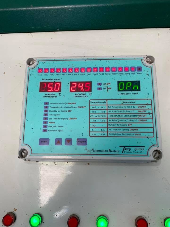 Climate controller panel inside the shed